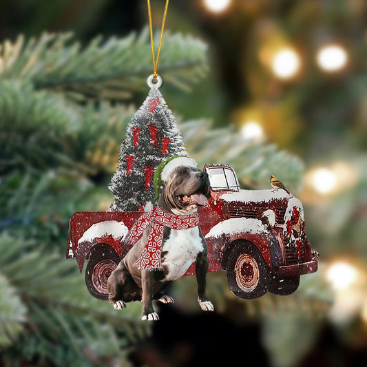 Ornament- Pitbull 2-Christmas Truck Two Sided Ornament, Happy Christmas Ornament, Car Ornament - Best gifts your whole family