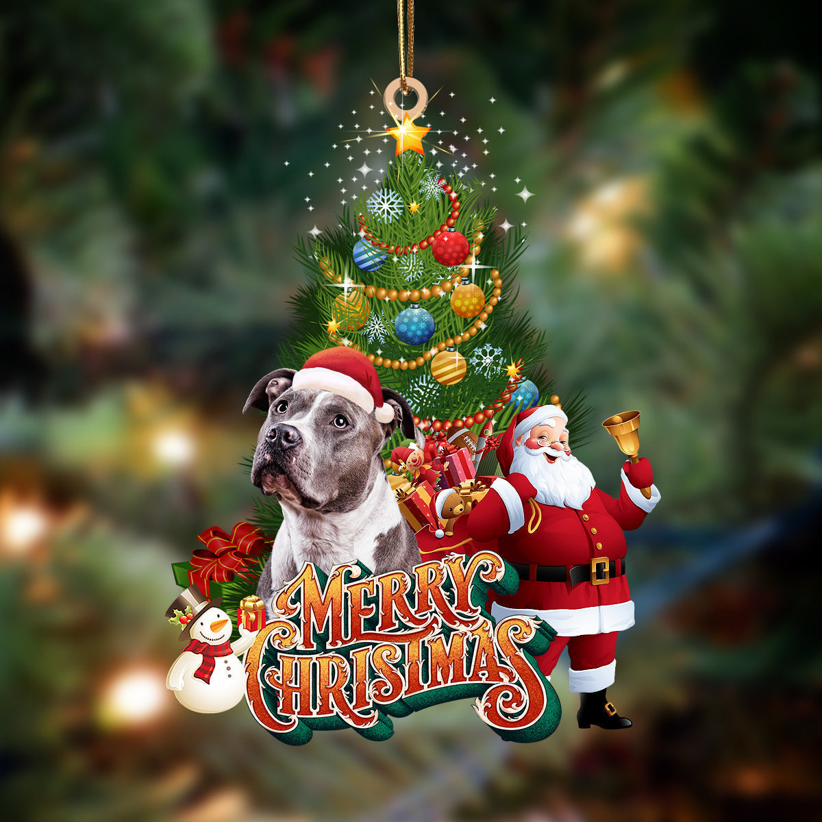 Ornament- Pitbull 4-Christmas Tree&Dog Hanging Ornament, Happy Christmas Ornament, Car Ornament - Best gifts your whole family