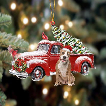 Ornament- Pitbull-Cardinal & Truck Two Sided Ornament, Happy Christmas Ornament, Car Ornament - Best gifts your whole family