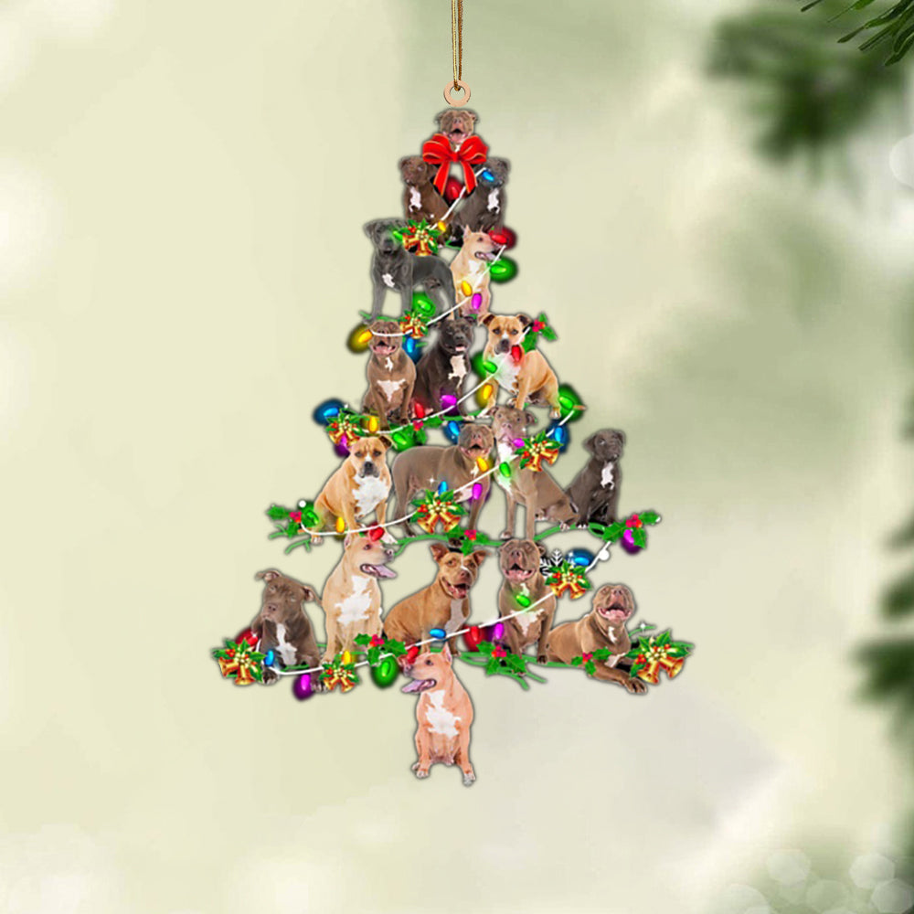 Ornament- Pitbull-Christmas Tree Lights-Two Sided Ornament, Happy Christmas Ornament, Car Ornament - Best gifts your whole family