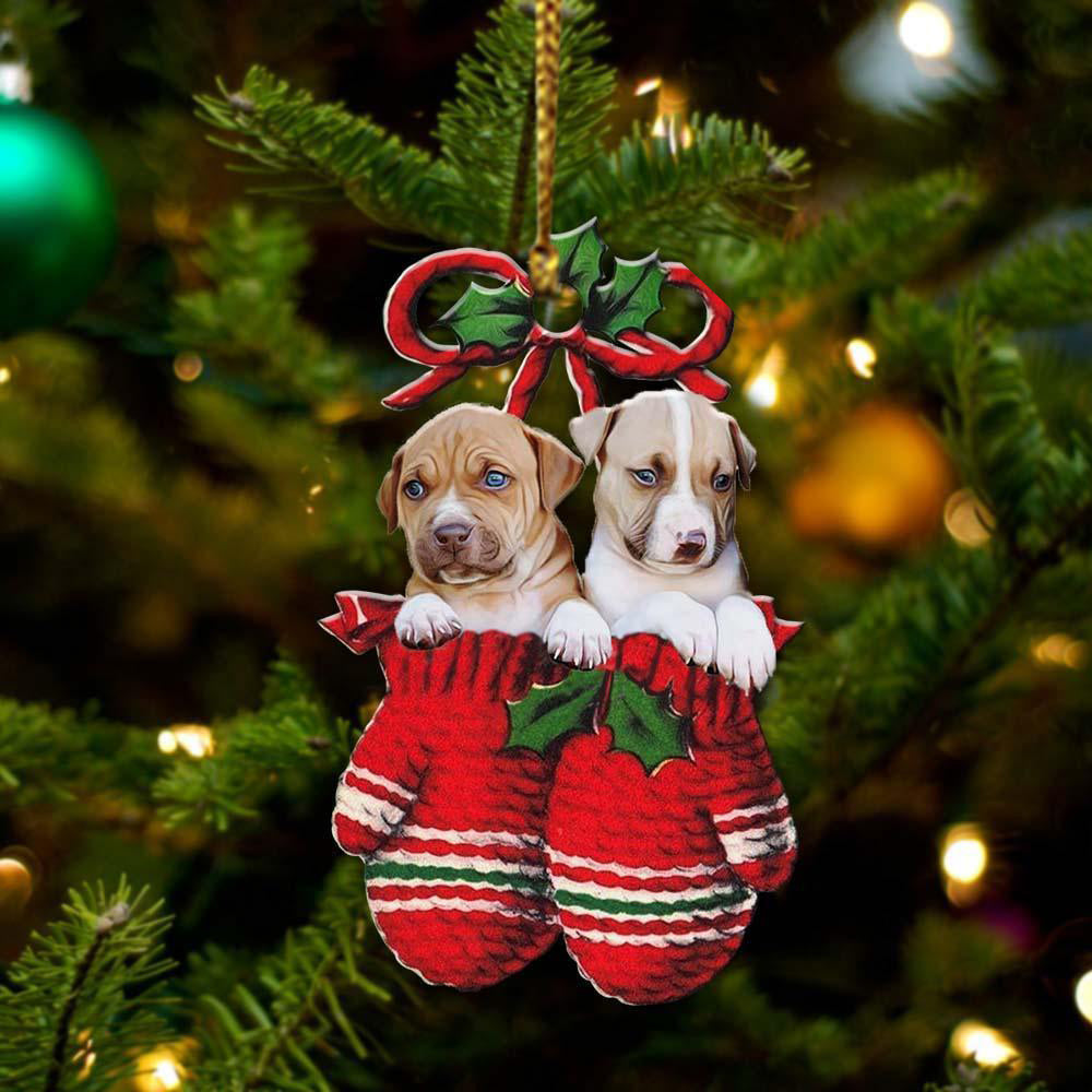 Ornament- Pitbull Inside Your Gloves Christmas Holiday-Two Sided Ornament, Christmas Ornament, Car Ornament - Best gifts your whole family