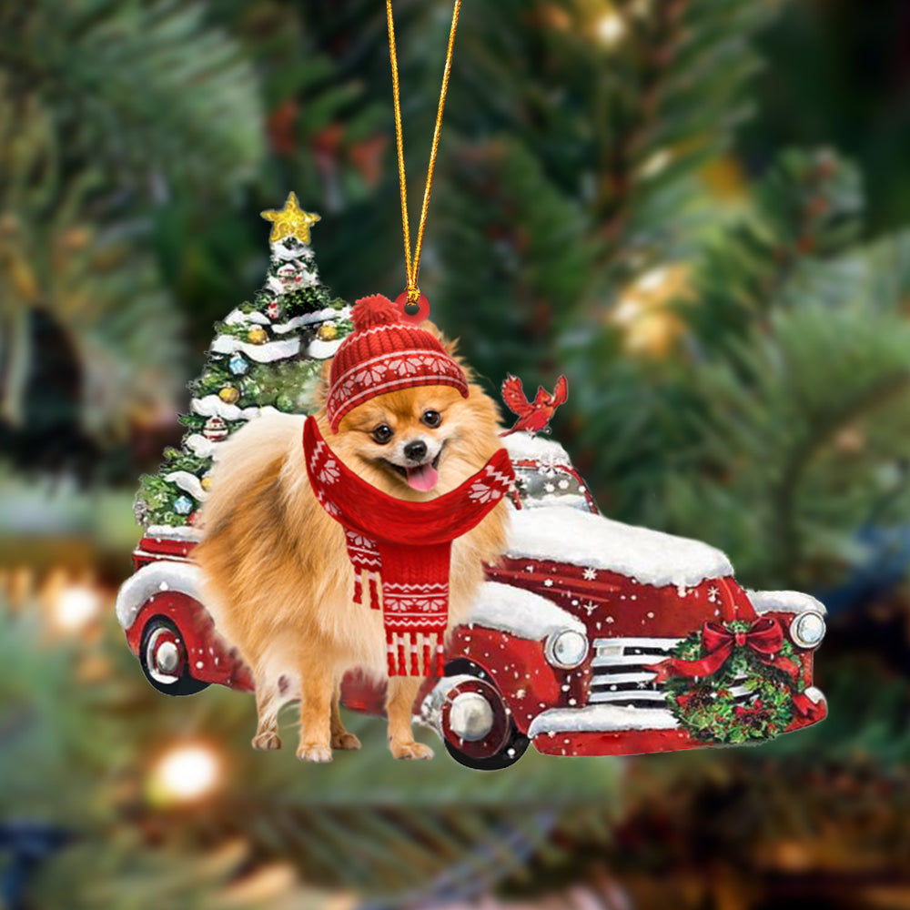 Ornament- Pomeranian-Christmas Car Two Sided Ornament, Happy Christmas Ornament, Car Ornament - Best gifts your whole family