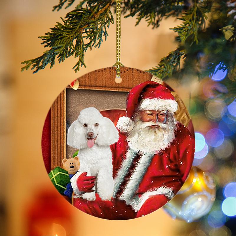 Ornament- Poodle-2 With Santa Christmas Ornament, Happy Christmas Ornament, Car Ornament - Best gifts your whole family