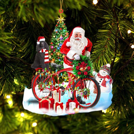 Ornament- Poodle On Santa's Bike Ornament Dog Ornament, Car Ornament, Christmas Ornament - Best gifts your whole family
