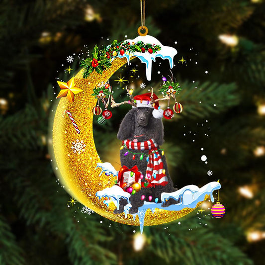 Ornament- Poodle On The Moon Merry Christmas Hanging Ornament Dog Ornament, Car Ornament, Christmas Ornament - Best gifts your whole family