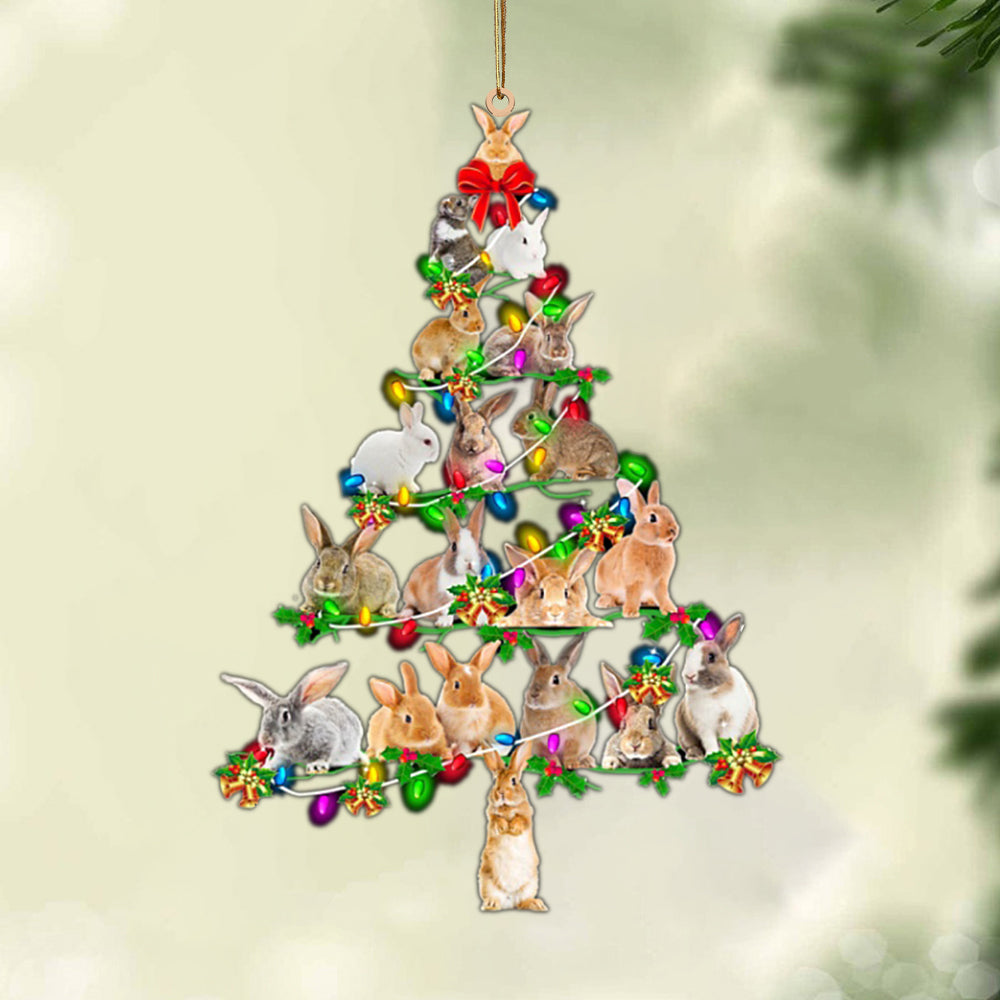 Ornament- Rabbit-Christmas Tree Lights-Two Sided Ornament, Happy Christmas Ornament, Car Ornament - Best gifts your whole family