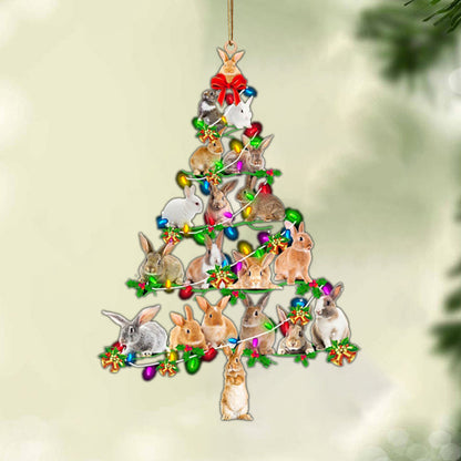 Ornament- Rabbit-Christmas Tree Lights-Two Sided Ornament, Happy Christmas Ornament, Car Ornament - Best gifts your whole family