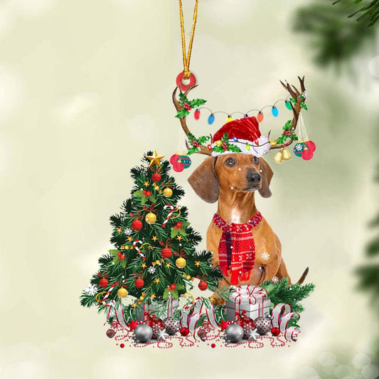 Ornament- Red Dachshund-Christmas Tree Gift Hanging Ornament, Happy Christmas Ornament, Car Ornament - Best gifts your whole family