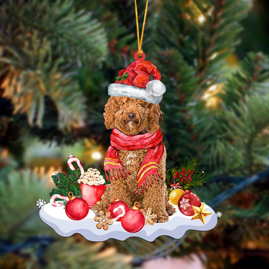 Ornament- RED Labradoodle-Better Christmas Hanging Ornament, Happy Christmas Ornament, Car Ornament - Best gifts your whole family