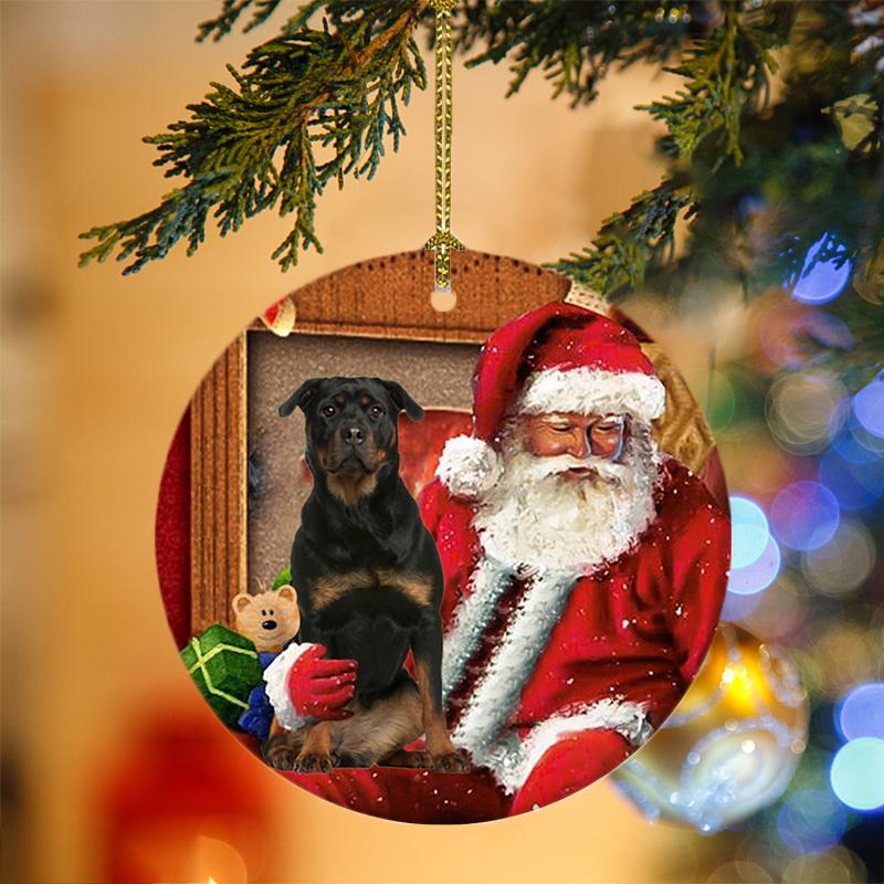 Ornament- Rottweiler-2 With Santa Christmas Ornament, Happy Christmas Ornament, Car Ornament - Best gifts your whole family