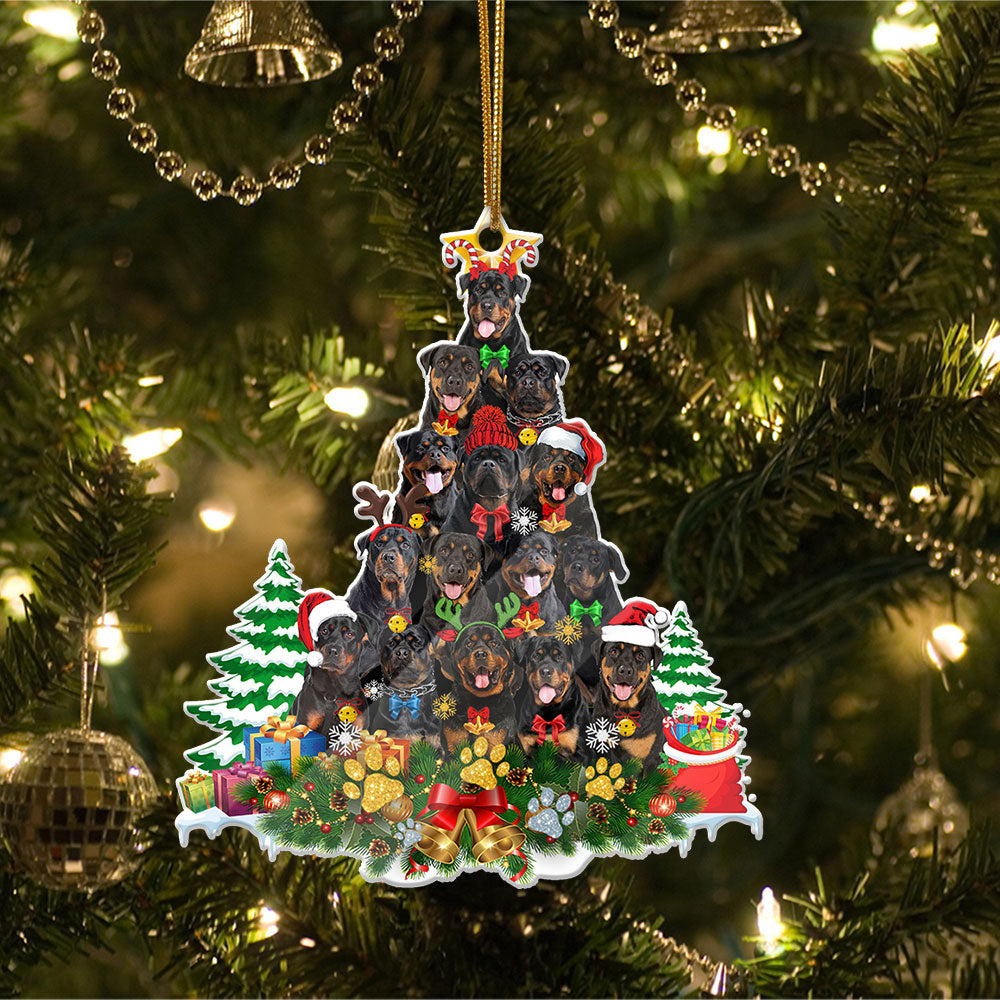 Ornament- Rottweiler Full The Christmas Tree-Two Sided Ornament, Happy Christmas Ornament, Car Ornament - Best gifts your whole family