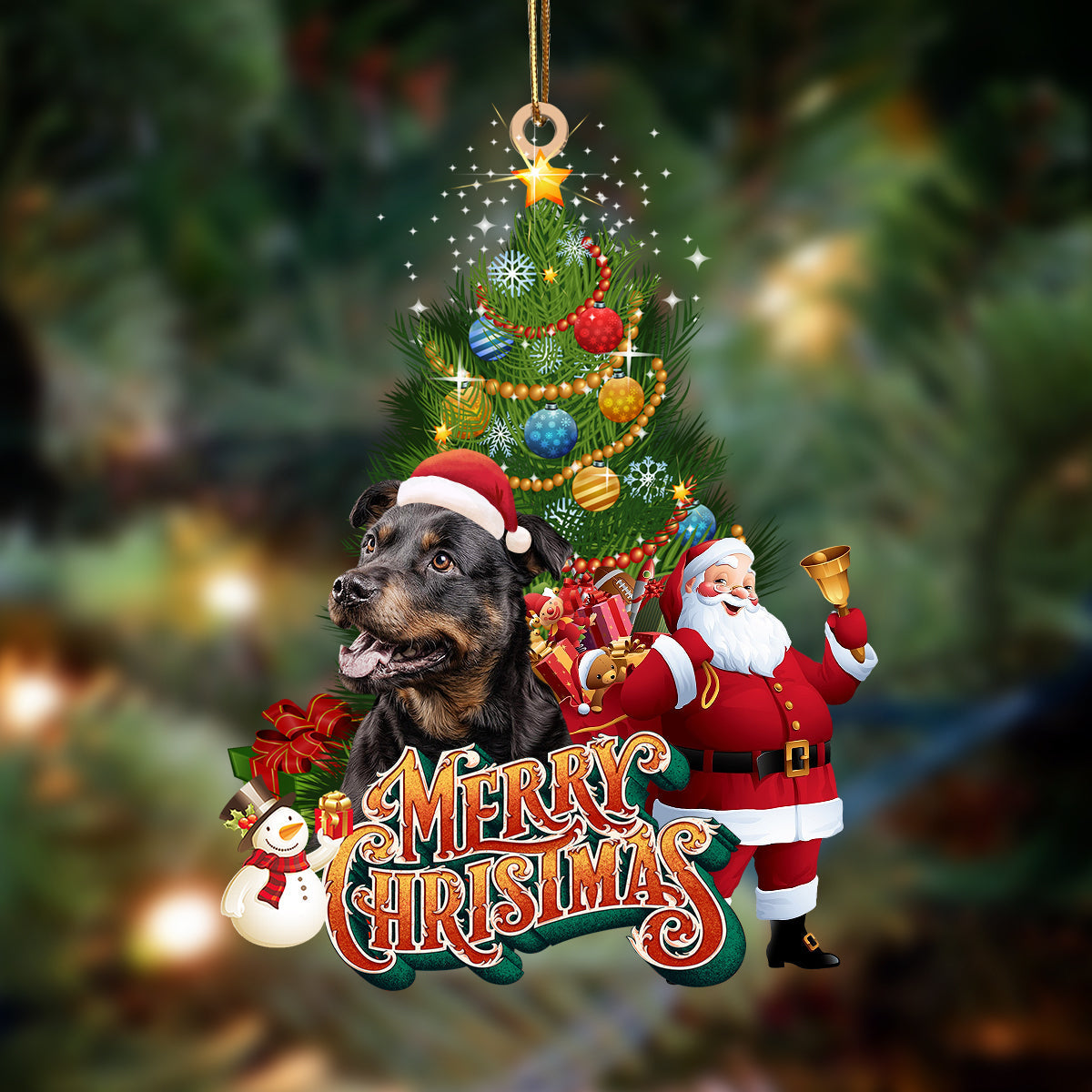 Ornament- Rottweiler2-Christmas Tree&Dog Hanging Ornament, Happy Christmas Ornament, Car Ornament - Best gifts your whole family