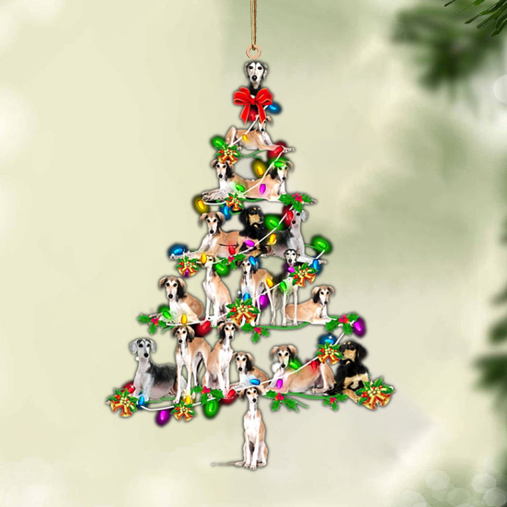 Ornament- Saluki-Christmas Tree Lights-Two Sided Ornament, Happy Christmas Ornament, Car Ornament - Best gifts your whole family