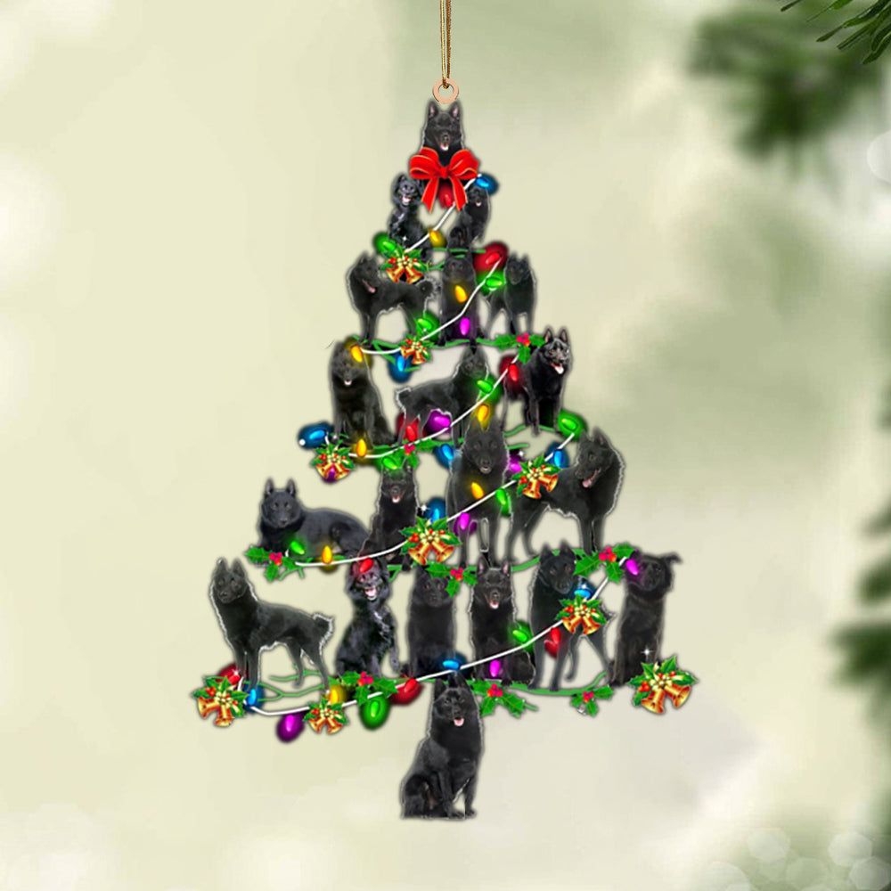 Ornament- Schipperke-Christmas Tree Lights-Two Sided Ornament, Happy Christmas Ornament, Car Ornament - Best gifts your whole family