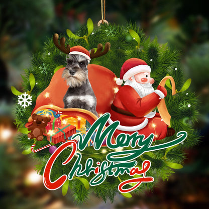 Ornament- Schnauzer 1-Santa & dog Hanging Ornament, Happy Christmas Ornament, Car Ornament - Best gifts your whole family