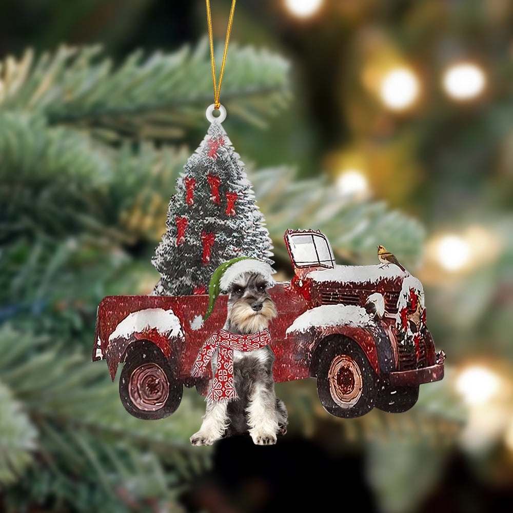 Ornament- Schnauzer-Christmas Truck Two Sided Ornament, Happy Christmas Ornament, Car Ornament - Best gifts your whole family