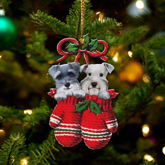 Ornament- Schnauzer Inside Your Gloves Christmas Holiday-Two Sided Ornament, Christmas Ornament, Car Ornament - Best gifts your whole family