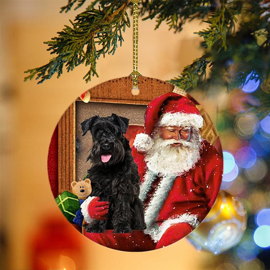 Ornament- Schnauzer With Santa Christmas Ornament, Happy Christmas Ornament, Car Ornament - Best gifts your whole family