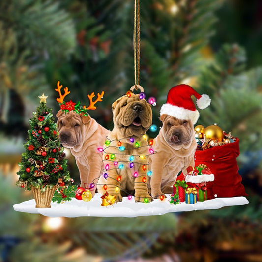 Ornament- Shar Pei-Christmas Dog Friends Hanging Ornament, Happy Christmas Ornament, Car Ornament - Best gifts your whole family