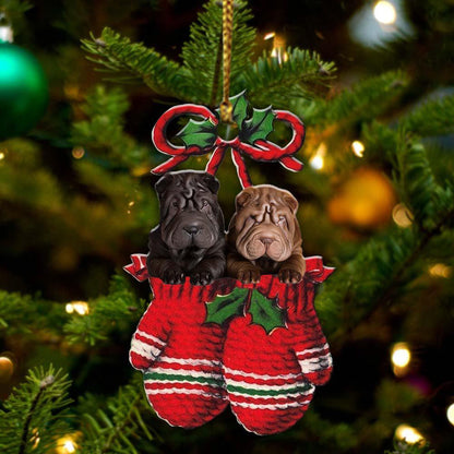 Ornament- Shar Pei Inside Your Gloves Christmas Holiday-Two Sided Ornament, Christmas Ornament, Car Ornament - Best gifts your whole family