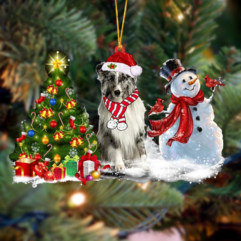 Ornament- Shetland Sheepdog Christmas Snow Hanging Ornament Dog Ornament, Car Ornament, Christmas Ornament - Best gifts your whole family