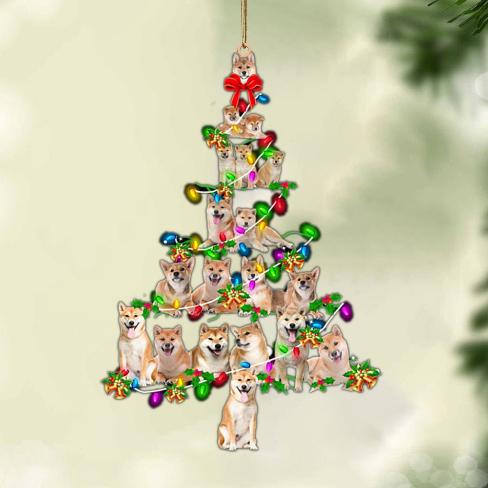 Ornament- Shiba Inu-Christmas Tree Lights-Two Sided Ornament, Happy Christmas Ornament, Car Ornament - Best gifts your whole family