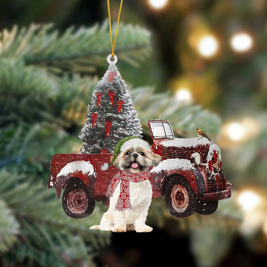 Ornament- Shih Tzu 2-Christmas Truck Two Sided Ornament, Happy Christmas Ornament, Car Ornament - Best gifts your whole family