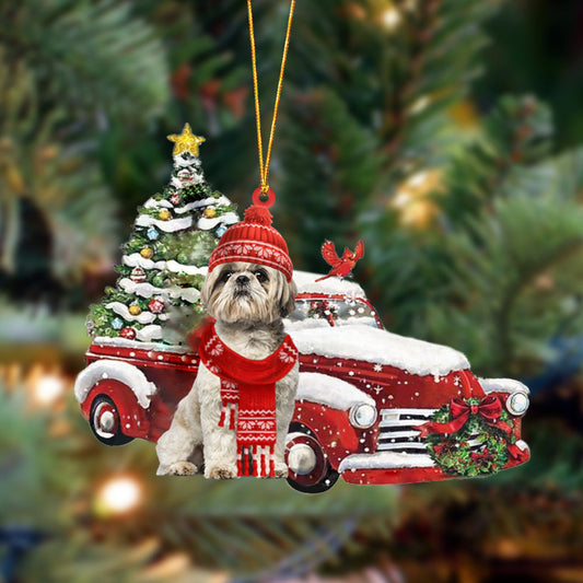 Ornament- Shih Tzu 3-Christmas Car Two Sided Ornament, Happy Christmas Ornament, Car Ornament - Best gifts your whole family