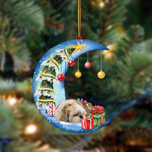 Ornament- Shih Tzu-Sleep On The Moon Christmas Two Sided Ornament, Happy Christmas Ornament, Car Ornament - Best gifts your whole family