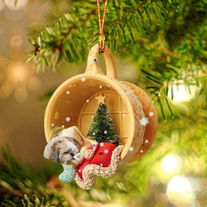 Ornament- Shih Tzu Sleeping In A Cup Christmas Ornament Dog Ornament, Car Ornament, Christmas Ornament - Best gifts your whole family