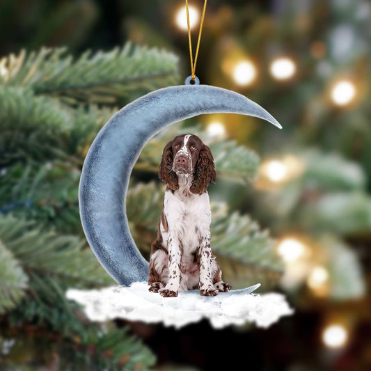 Ornament- Springer Spaniel Sits On The Moon Hanging Ornament Dog Ornament, Car Ornament, Christmas Ornament - Best gifts your whole family