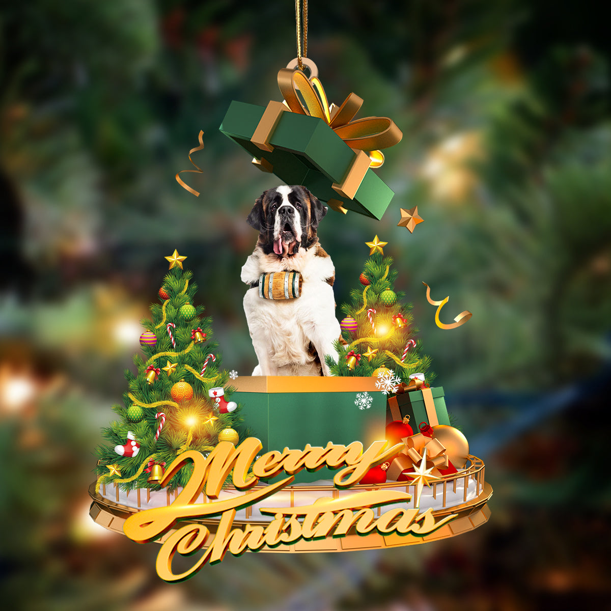 Ornament- St Bernard-Christmas Gifts&dogs Hanging Ornament, Happy Christmas Ornament, Car Ornament - Best gifts your whole family
