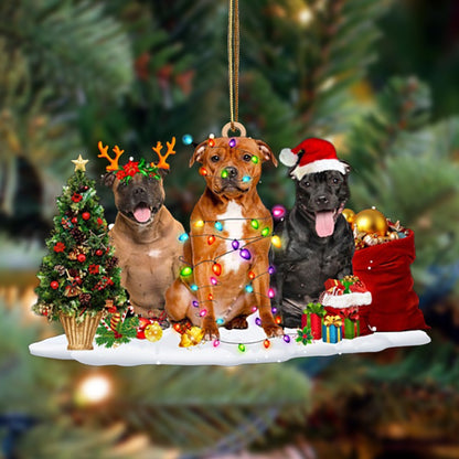 Ornament- Staffordshire Bull Terrie-Christmas Dog Friends Hanging Ornament, Christmas Ornament, Car Ornament - Best gifts your whole family