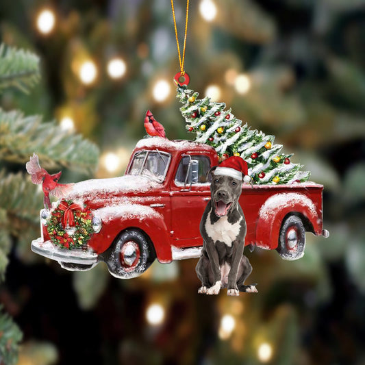 Ornament- Staffordshire Bull Terrier-Cardinal & Truck Two Sided Ornament, Christmas Ornament, Car Ornament - Best gifts your whole family