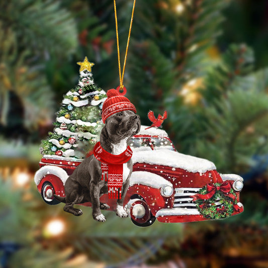 Ornament- Staffordshire Bull Terrier-Christmas Car Two Sided Ornament, Happy Christmas Ornament, Car Ornament - Best gifts your whole family
