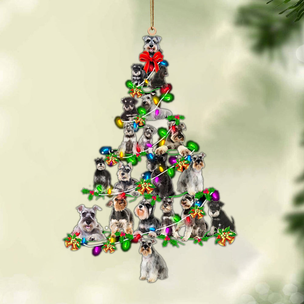 Ornament- Standard Schnauzer-Christmas Tree Lights-Two Sided Ornament, Happy Christmas Ornament, Car Ornament - Best gifts your whole family