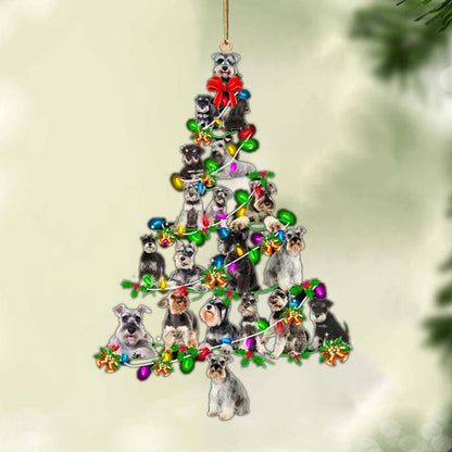 Ornament- Standard Schnauzer-Christmas Tree Lights-Two Sided Ornament, Happy Christmas Ornament, Car Ornament - Best gifts your whole family