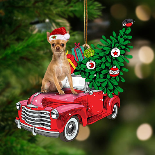 Ornament- TAN Chihuahua 1-Pine Truck Hanging Ornament, Happy Christmas Ornament, Car Ornament - Best gifts your whole family