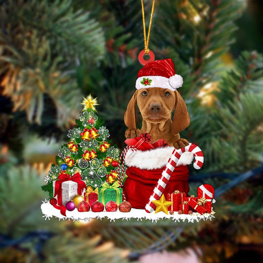 Ornament- Vizsla Gift Bag Merry Christmas Ornament Dog Ornament, Car Ornament, Christmas Ornament - Best gifts your whole family