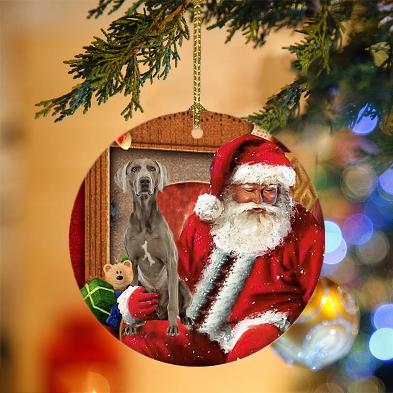 Ornament- Weimaraner With Santa Christmas Ornament, Happy Christmas Ornament, Car Ornament - Best gifts your whole family