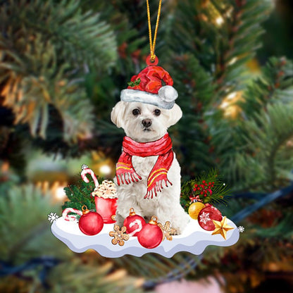 Ornament- WHITE Maltese-Better Christmas Hanging Ornament, Happy Christmas Ornament, Car Ornament - Best gifts your whole family