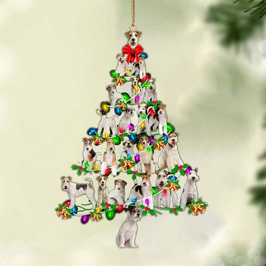 Ornament- Wire Fox Terrier-Christmas Tree Lights-Two Sided Ornament, Happy Christmas Ornament, Car Ornament - Best gifts your whole family