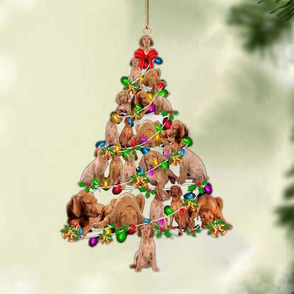 Ornament- Wire haired Vizsla-Christmas Tree Lights-Two Sided Ornament, Happy Christmas Ornament, Car Ornament - Best gifts your whole family