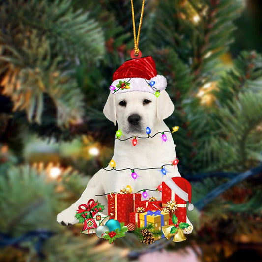 Ornament- YELLOW Labrador Pup-Dog Be Christmas Tree Hanging Ornament, Happy Christmas Ornament, Car Ornament - Best gifts your whole family