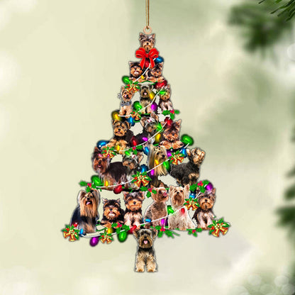 Ornament- Yorkshire Terrier-Christmas Tree Lights-Two Sided Ornament, Happy Christmas Ornament, Car Ornament - Best gifts your whole family