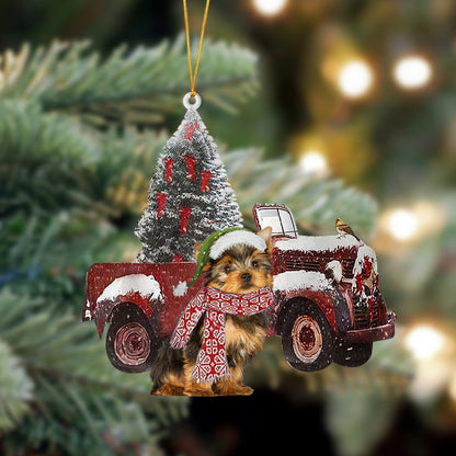 Ornament- Yorkshire Terrier-Christmas Truck Two Sided Ornament, Happy Christmas Ornament, Car Ornament - Best gifts your whole family