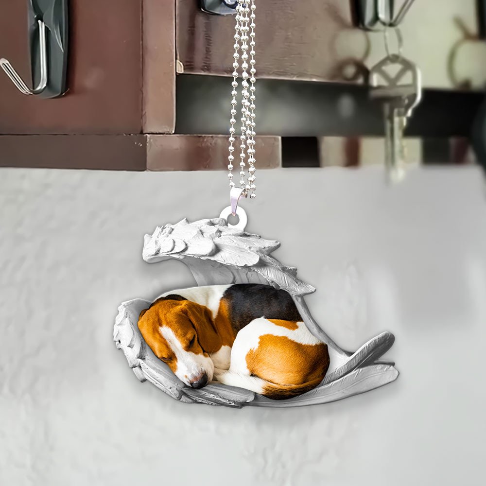Ornaments- Beagle- Sleeping Angel-Two Sided Ornament, Dog Ornaments, Car Ornament - Best gifts your whole family