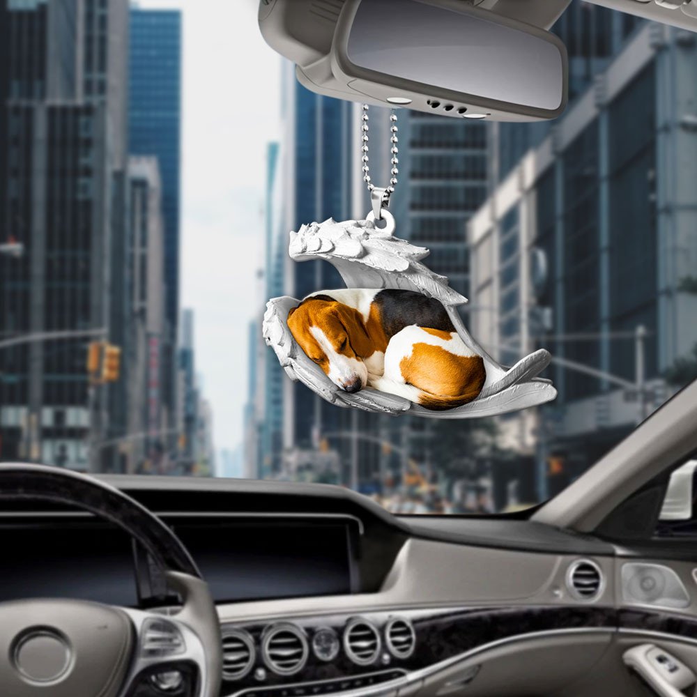 Ornaments- Beagle- Sleeping Angel-Two Sided Ornament, Dog Ornaments, Car Ornament - Best gifts your whole family