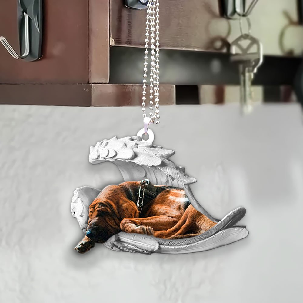 Ornaments- Bloodhound- Sleeping Angel-Two Sided Ornament, Dog Ornaments, Car Ornament - Best gifts your whole family