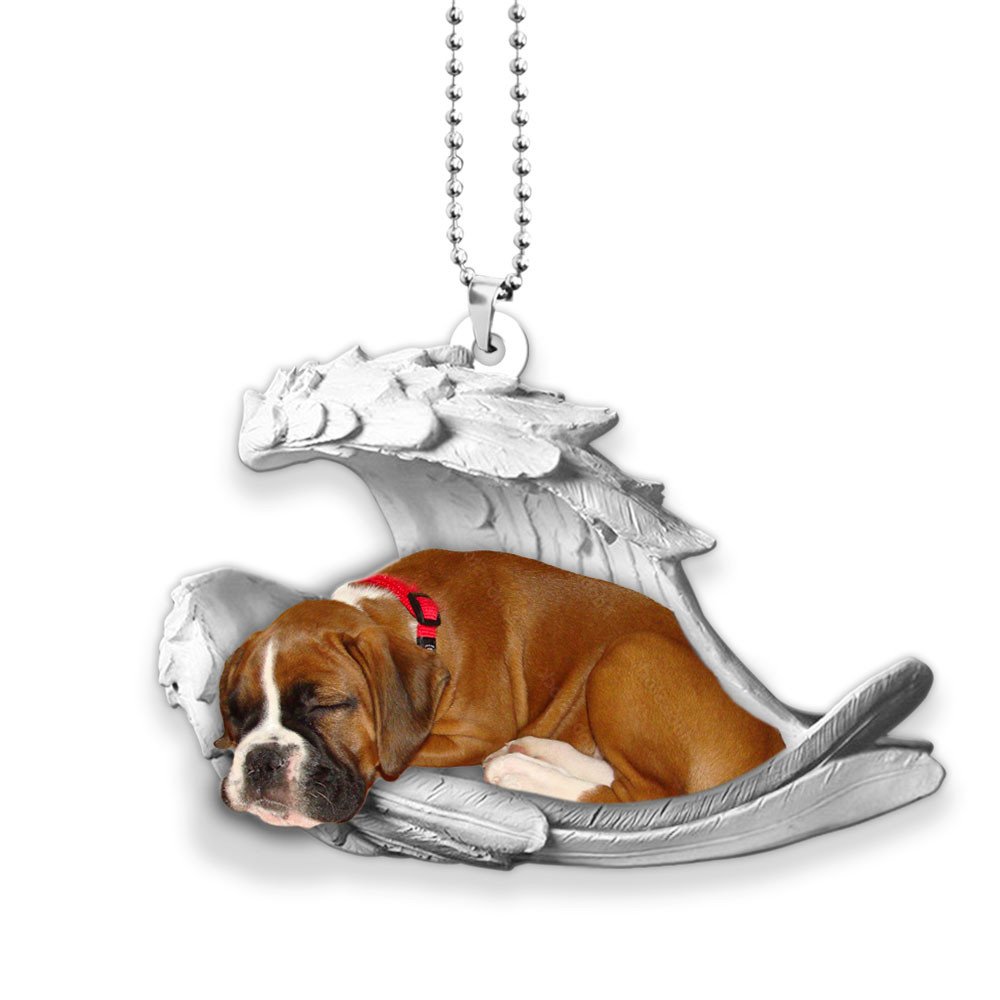 Ornaments- Boxer- Sleeping Angel-Two Sided Ornament, Dog Ornaments, Car Ornament - Best gifts your whole family